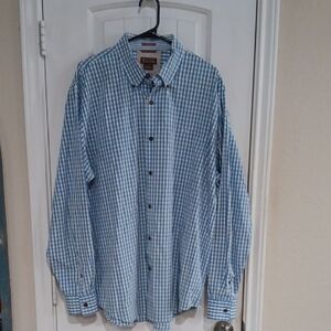 MICHAEL Michael Kors Blue & White Gingham Check Shirt 80's 2 PLY COTTON